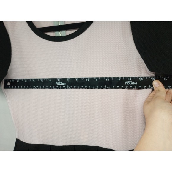 LuLaRoe Dress Womens Size M Pastel Pink & Black Fit & Flare Back Zipper Textured - Picture 10 of 16